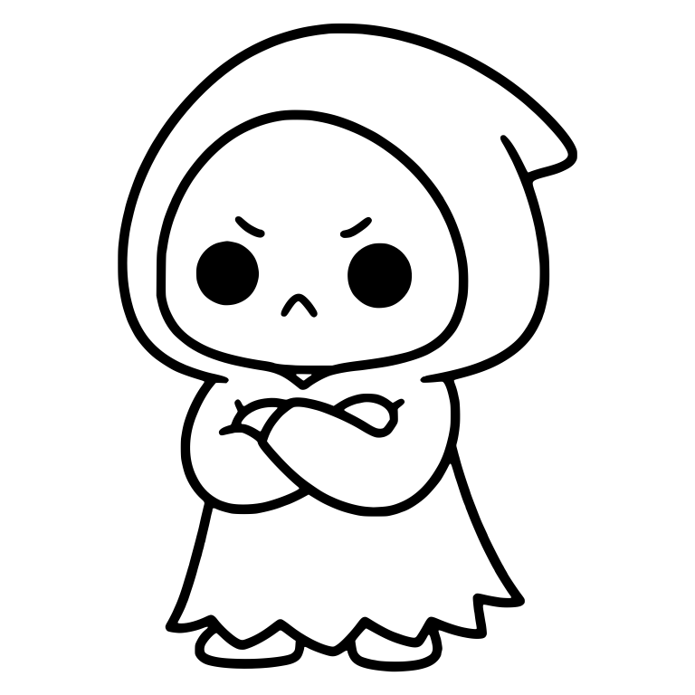 Standing Pouty Reaper With Crossed Arms and Jagged Hem — free characters SVG cut file