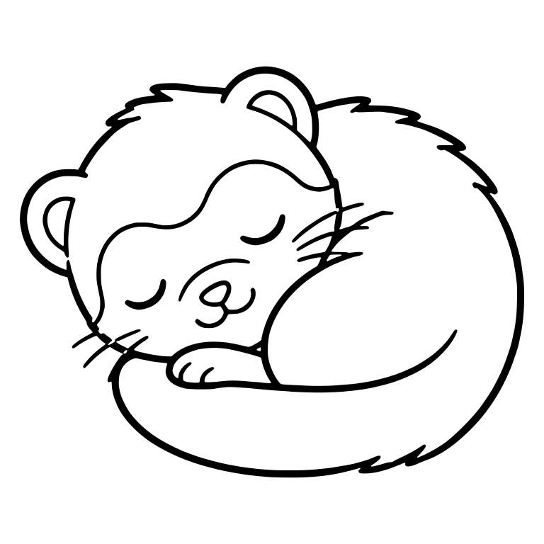 Sleeping Ferret Curled Up With Tail Wrapped Around — free animal SVG cut file
