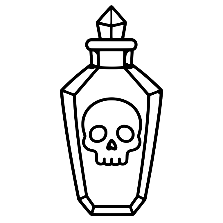 Coffin Shaped Poison Bottle With Skull Label — free objects SVG