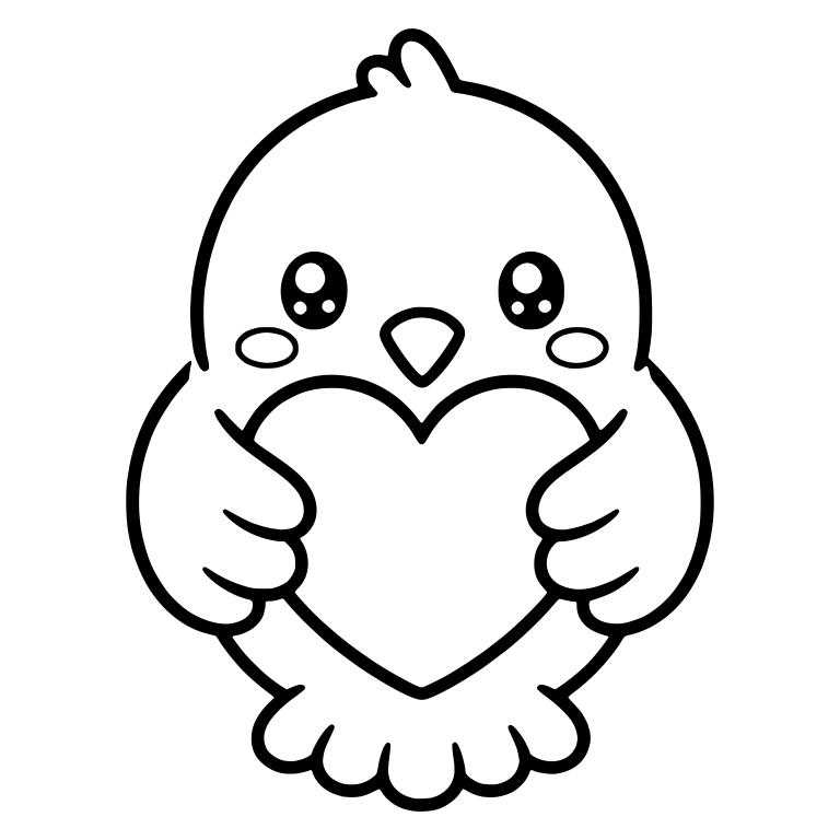 Cute Dove Hugging Big Heart With Blushing Cheeks — free animal SVG cut file