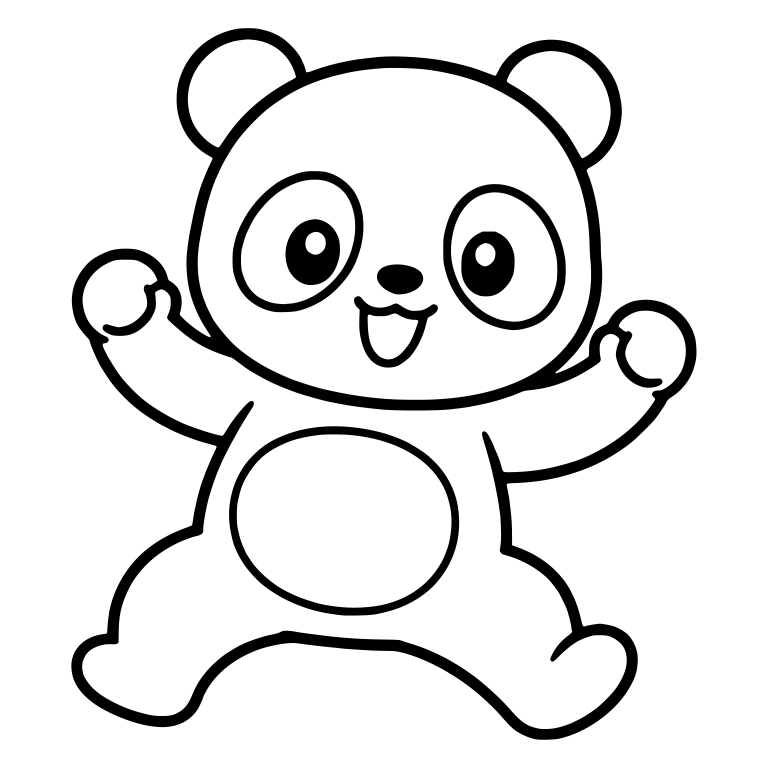 Excited Panda Cub Jumping With Fists Raised — free animal SVG cut file