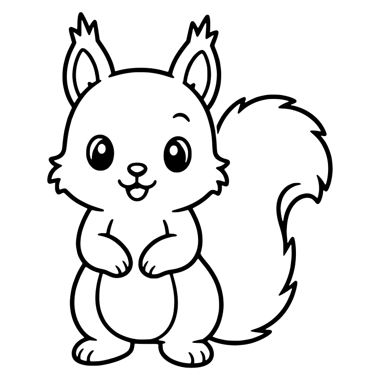 Standing Squirrel With Tufted Ears and Paws on Belly — free animal SVG cut file