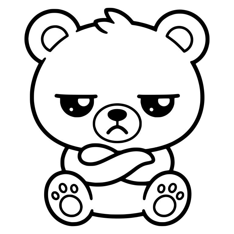 Grumpy Bear With Crossed Arms And Paw Pad Feet — free animal SVG cut file