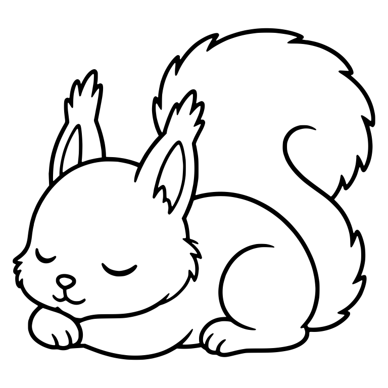 Sleepy Squirrel Lying Down with Tufted Ears — free animal SVG cut file