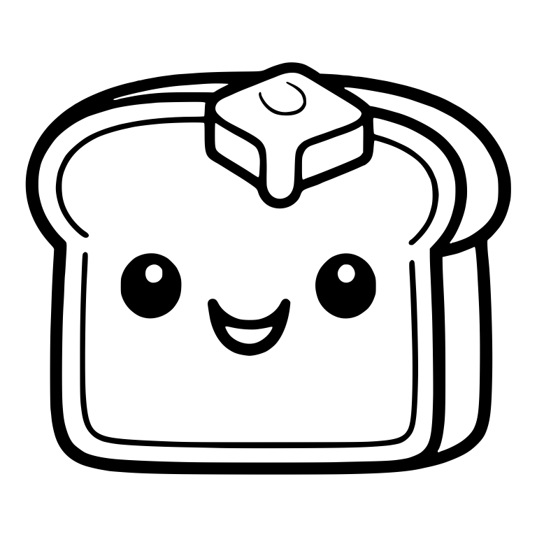 Kawaii Toast with Melting Butter Pat — free food SVG cut file