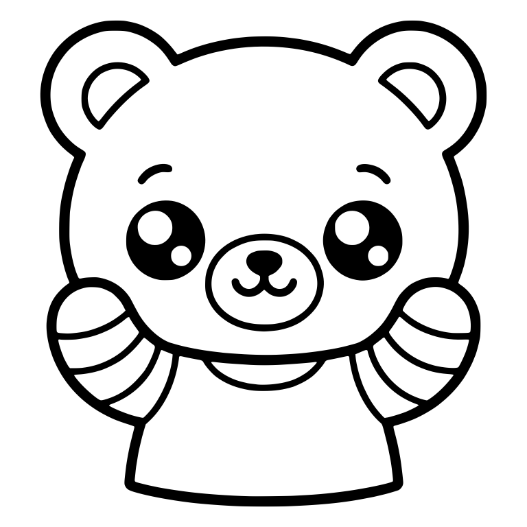 Bear with Striped Sleeves and Paws Raised Beside Face — free animal SVG cut file