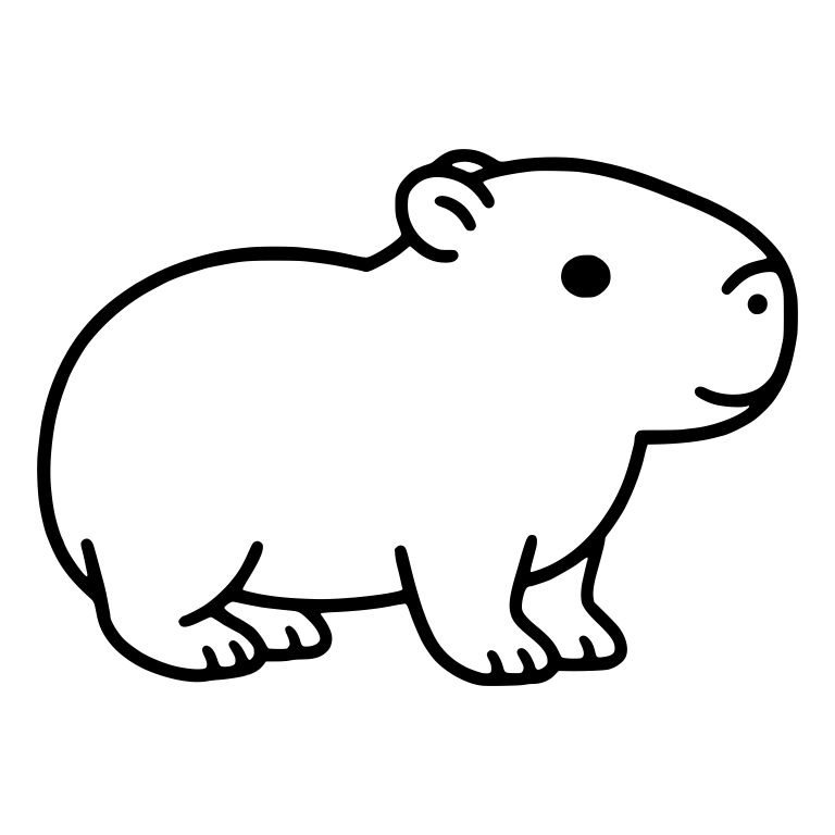 Chubby Capybara Standing in Profile Facing Right — free animal SVG cut file