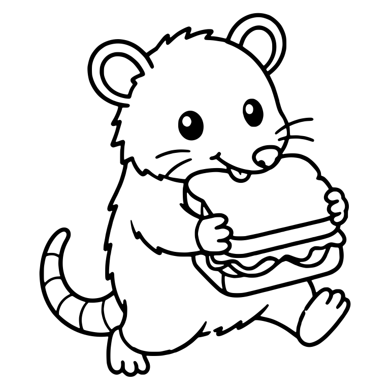 Opossum Sneaking Away With a Sandwich — free animal SVG cut file