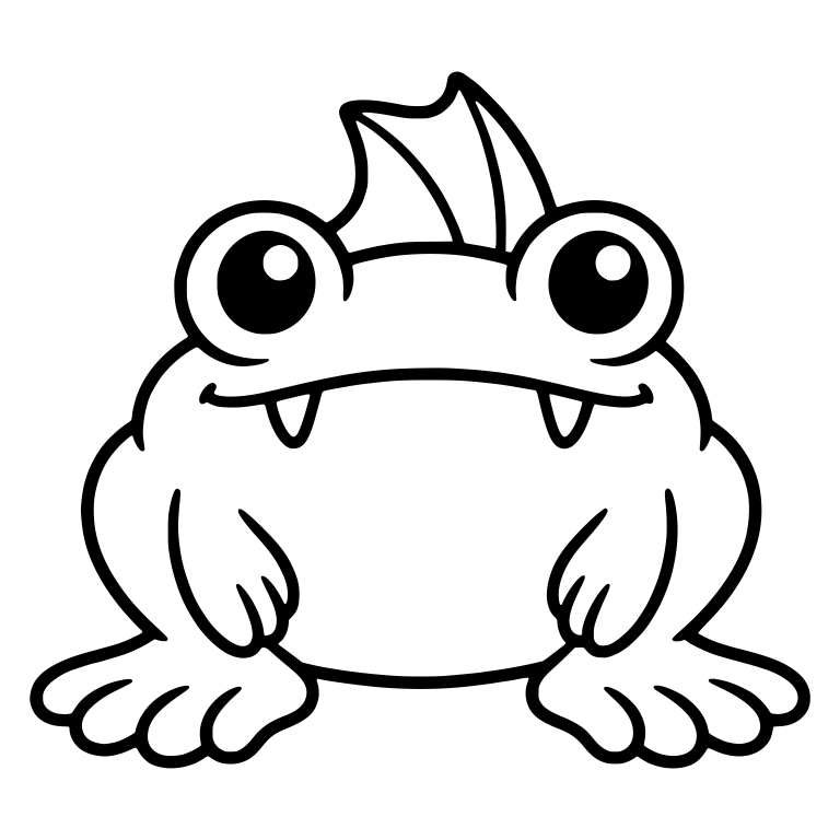 Sitting Frog Monster With Fin Crest — free fantasy-creature SVG cut file