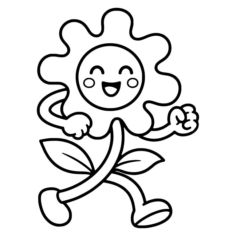 Strutting Wavy Flower With Closed Eyes and Rosy Cheeks — free floral SVG cut file