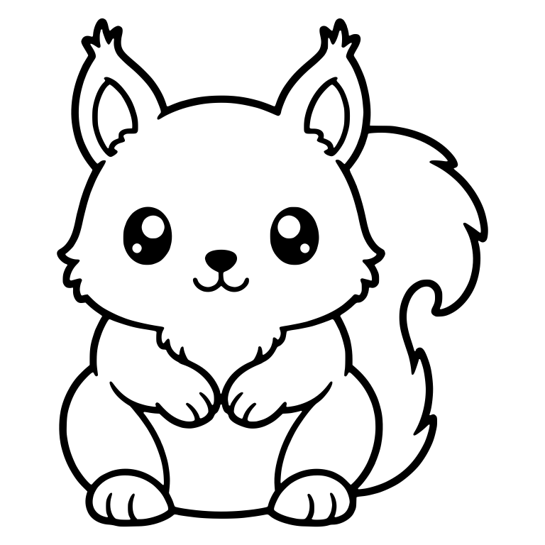 Sitting Squirrel With Big Eyes And Tufted Ears — free animal SVG cut file