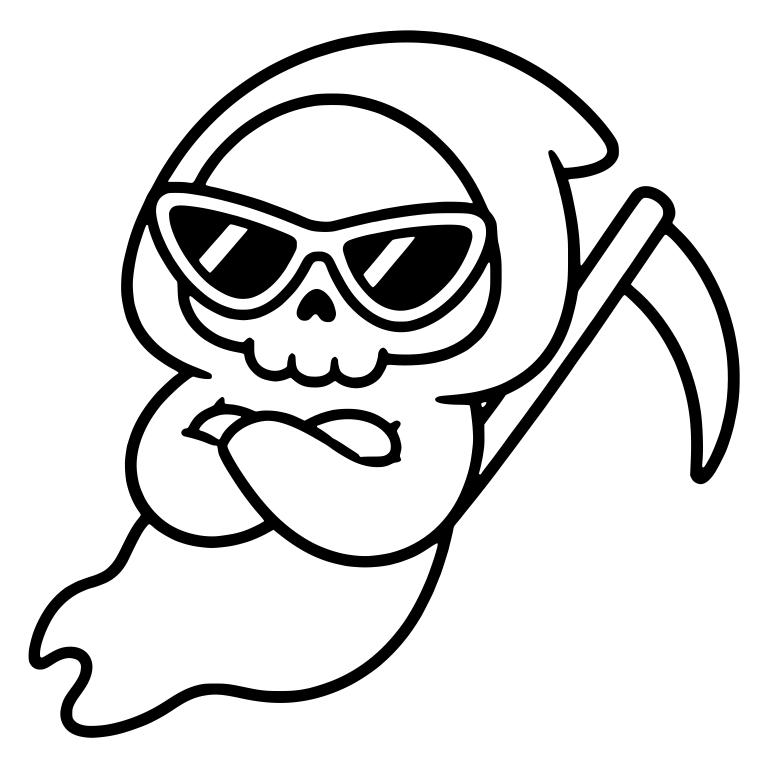 Kawaii Grim Reaper With Sunglasses And Arms Crossed — free characters SVG cut file