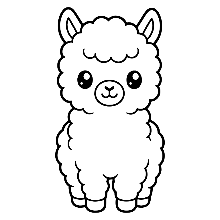 Woolly Llama Cria Standing With Round Muzzle — free animal SVG cut file