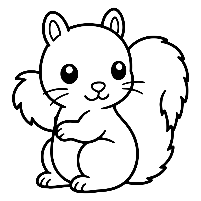 Sitting Squirrel With Whiskers and Paw on Chest — free animal SVG cut file