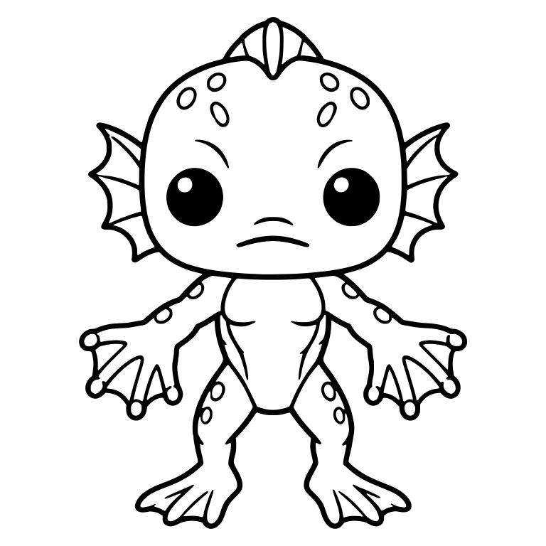 Spotted Lagoon Creature With Fin Crest And Webbed Feet — free fantasy-creature SVG cut file