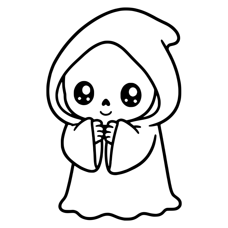 Smiling Reaper With Hands Together In Wide Sleeves — free characters SVG cut file