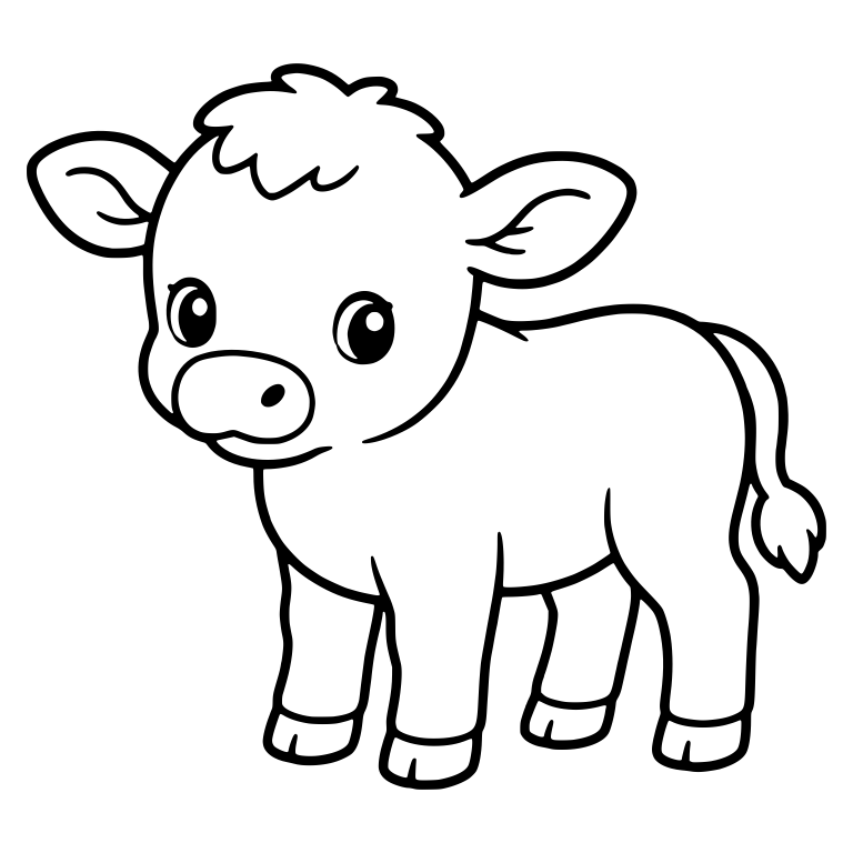 Standing Calf With Big Ears and Fluffy Forelock — free animal SVG cut file