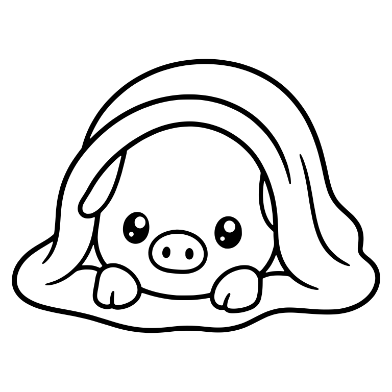 Piglet Hiding Under a Draped Blanket with Paws Out — free animal SVG cut file