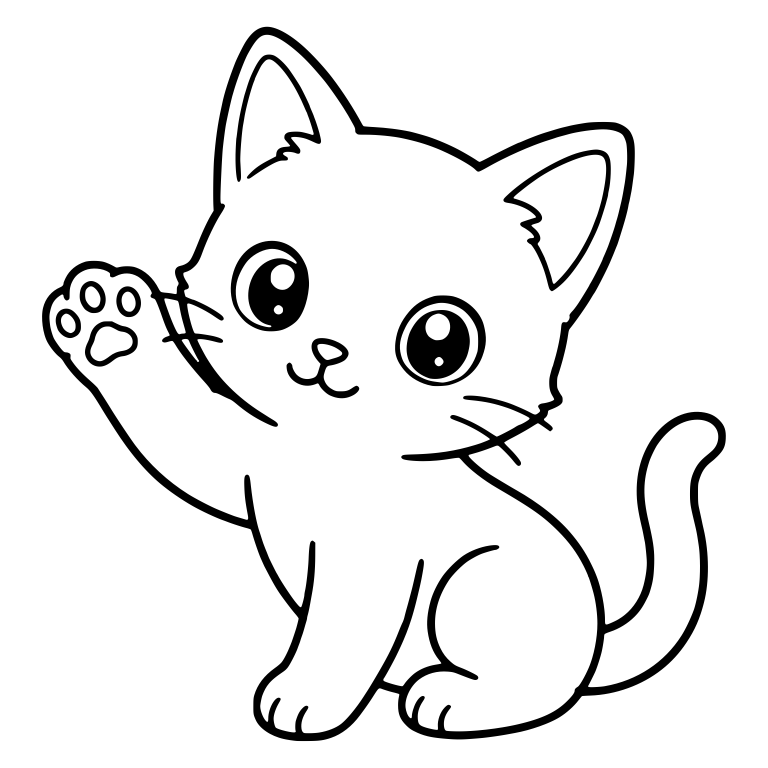 Sitting Kitten Waving One Paw With Toe Beans — free animal SVG cut file