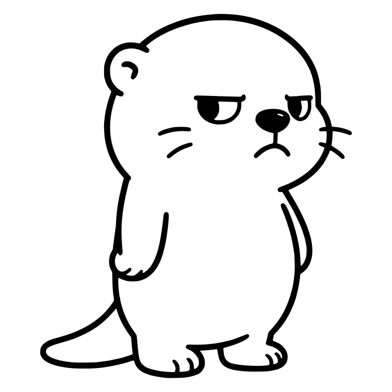 Grumpy Standing Otter With Side Eye — free animal SVG cut file