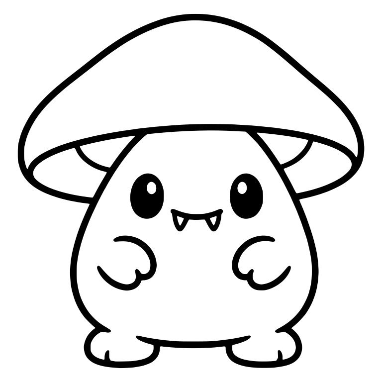 Round Fanged Monster With Plain Mushroom Cap — free fantasy-creature SVG cut file
