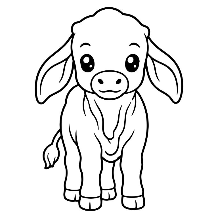 Standing Calf With Long Droopy Ears and Loose Neck Skin — free animal SVG cut file