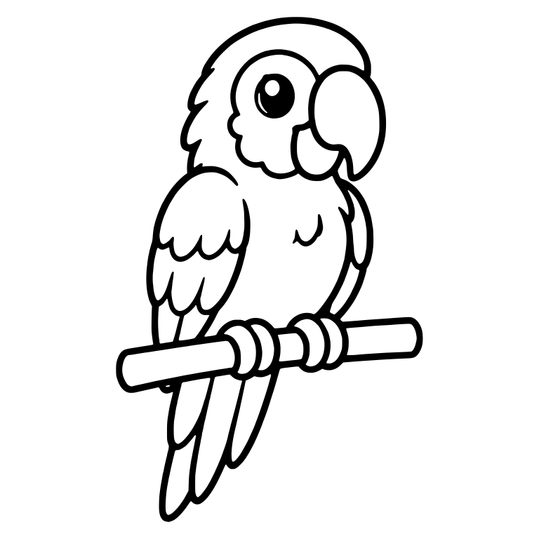 Macaw Perched on a Bar Facing Right with Folded Wing — free animal SVG cut file