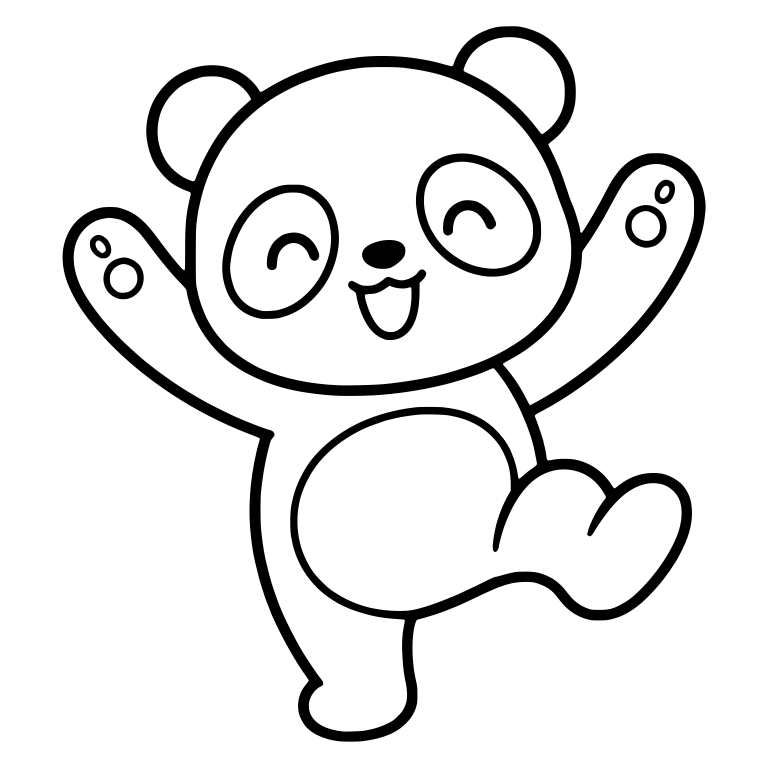 Joyful Panda Cub Jumping With Arms Up — free animal SVG cut file