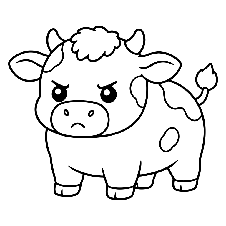 Chubby Spotted Cow Standing with Tail Up — free animal SVG cut file