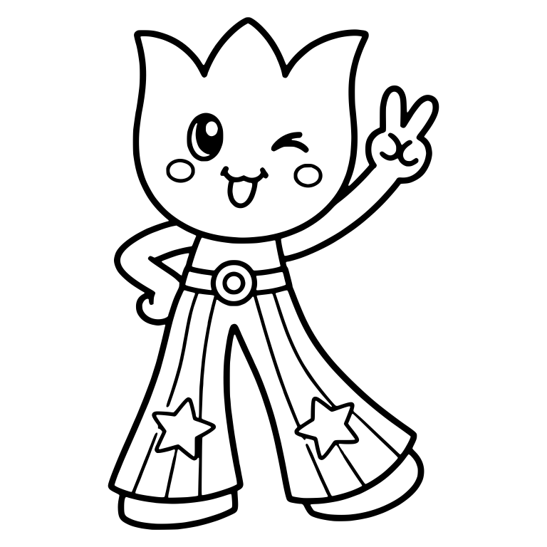Winking Tulip Character In Star Bell Bottoms — free characters SVG cut file