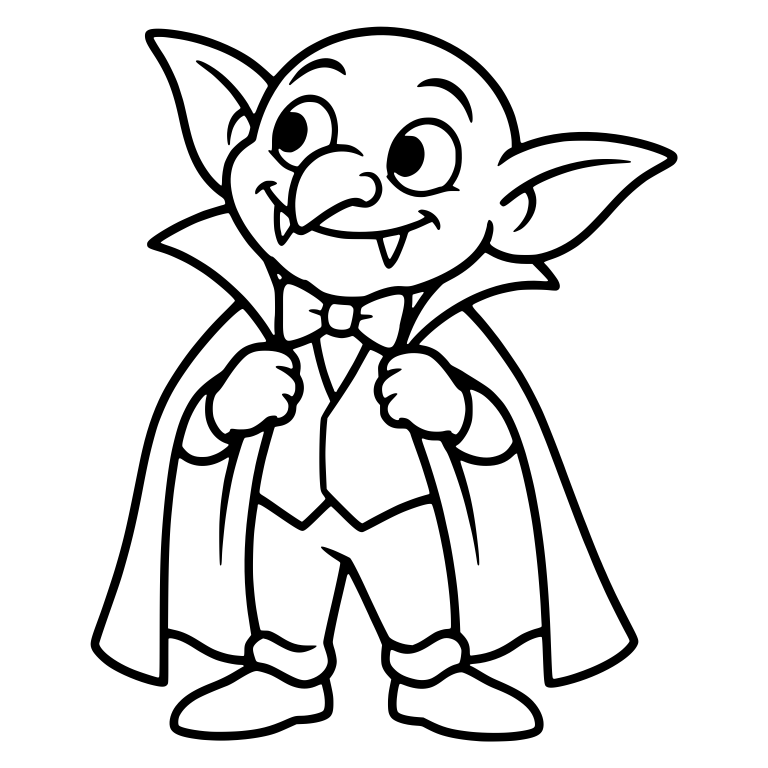 Cute Goblin Vampire Gripping Cape Lapels with Bow Tie — free fantasy-creature SVG cut file