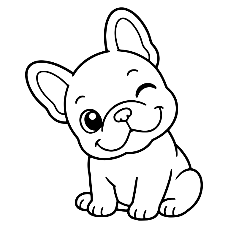 Winking French Bulldog Puppy Sitting With Head Tilt — free animal SVG cut file