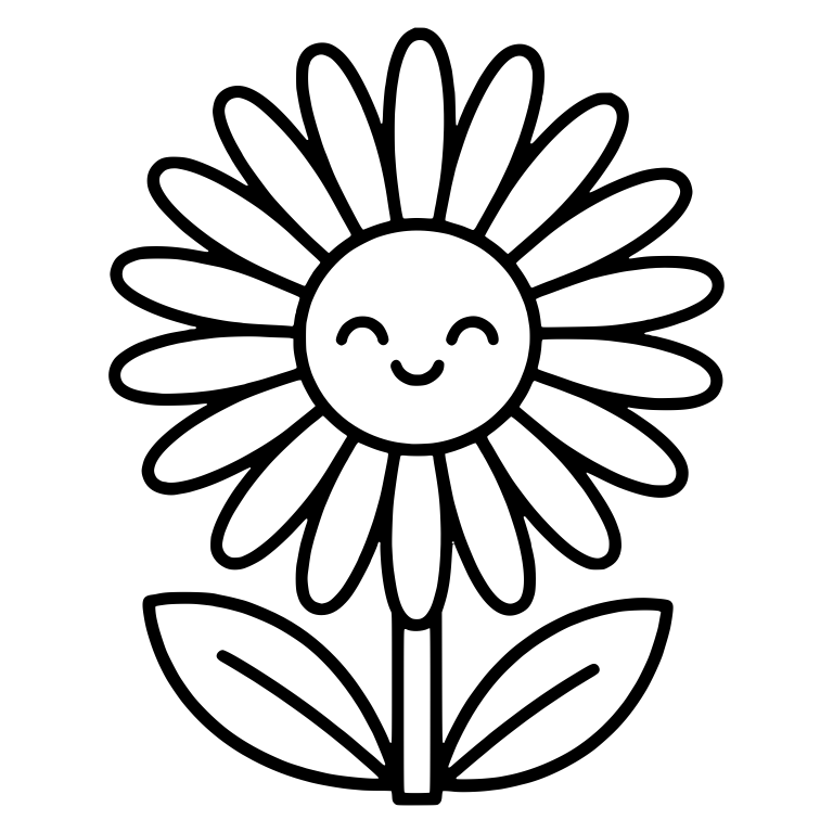 Many Petal Daisy With Closed Happy Eyes — free floral SVG cut file