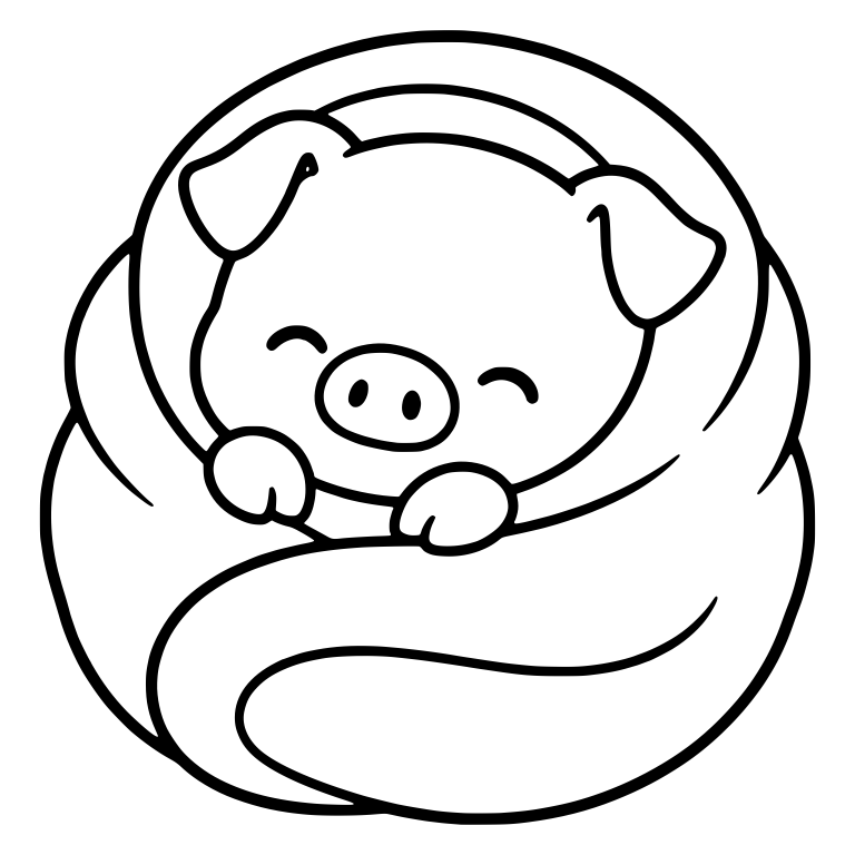 Piglet Curled in a Round Blanket with Paws Up — free animal SVG cut file