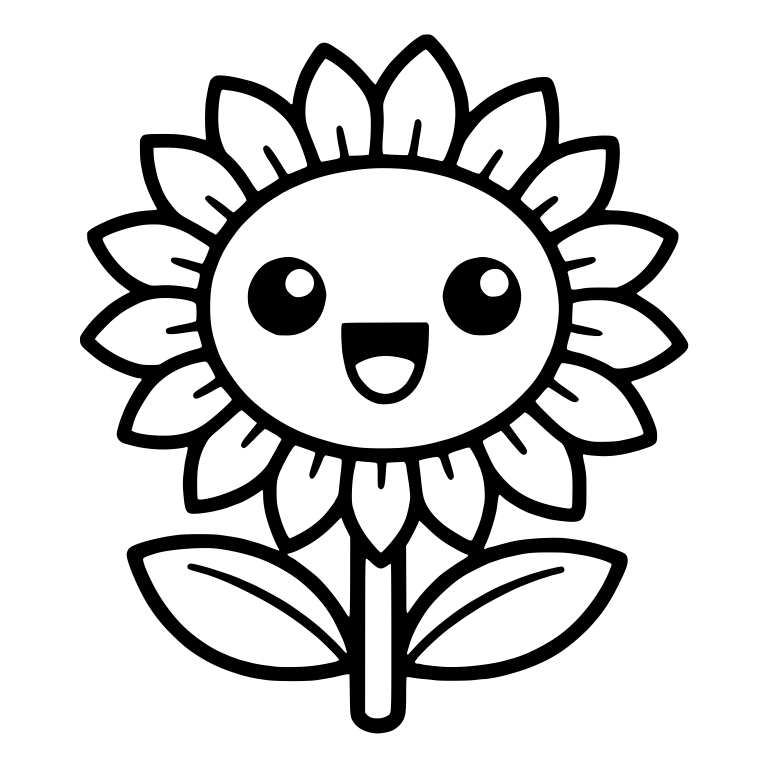Happy Sunflower With Open Mouth and Pointed Petals — free floral SVG cut file