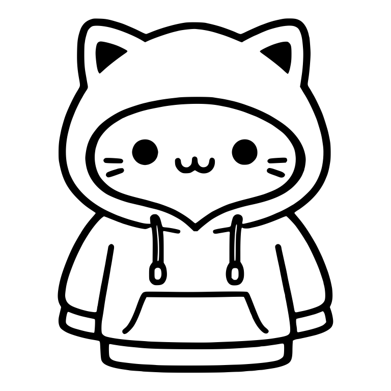 Kawaii Cat in Hoodie with Cat Ear Hood — free animal SVG cut file