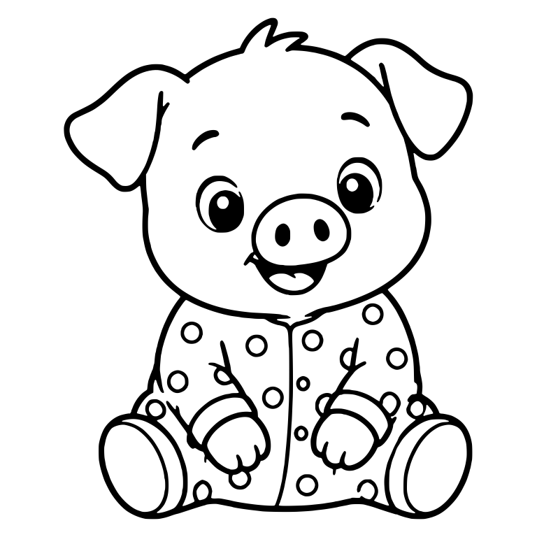 Sitting Piglet In Polka Dot Pajamas — free animal SVG cut file