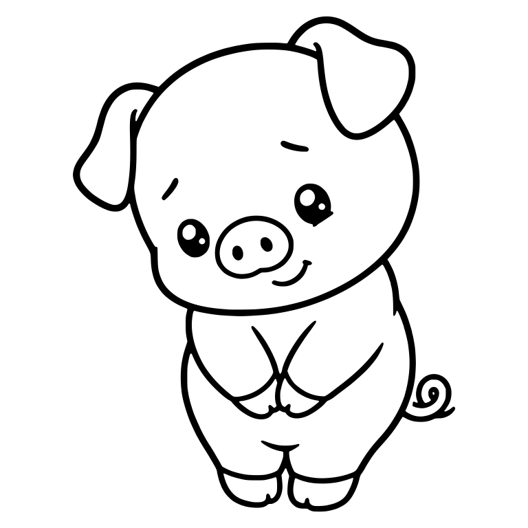 Shy Standing Piglet With Head Tilt and Folded Hands — free animal SVG cut file