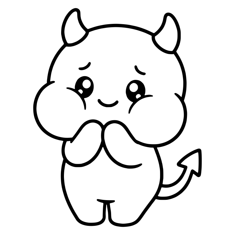 Hopeful Little Devil Clasping Hands Under Chin — free fantasy-creature SVG cut file