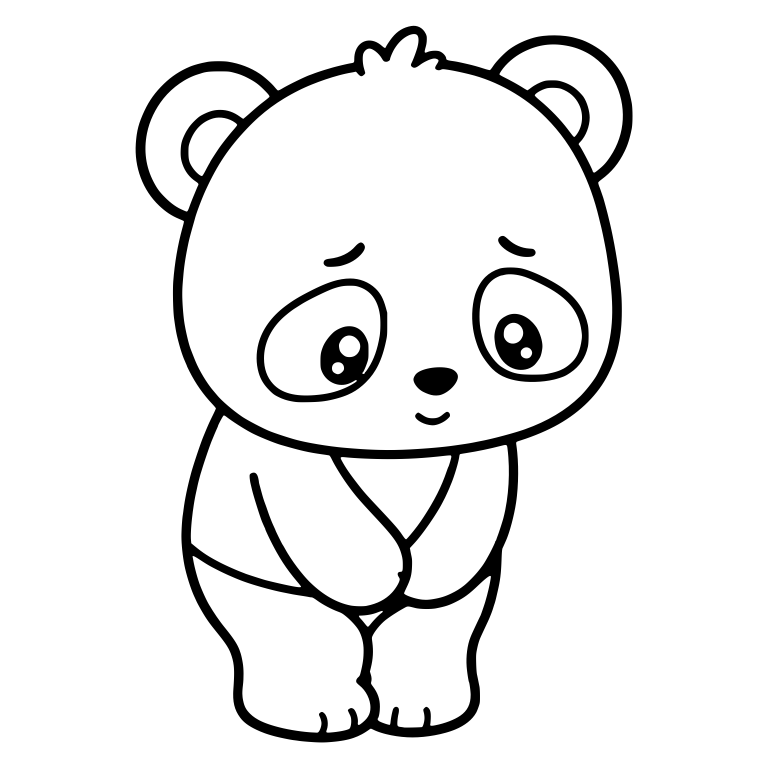 Shy Panda Cub Standing With Paws Clasped and Head Bowed — free animal SVG cut file