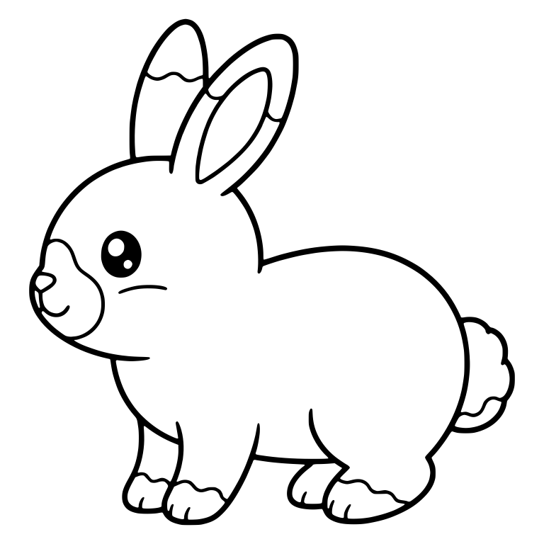 Kawaii Himalayan Bunny Sitting Sideways With Marked Ears — free animal SVG cut file