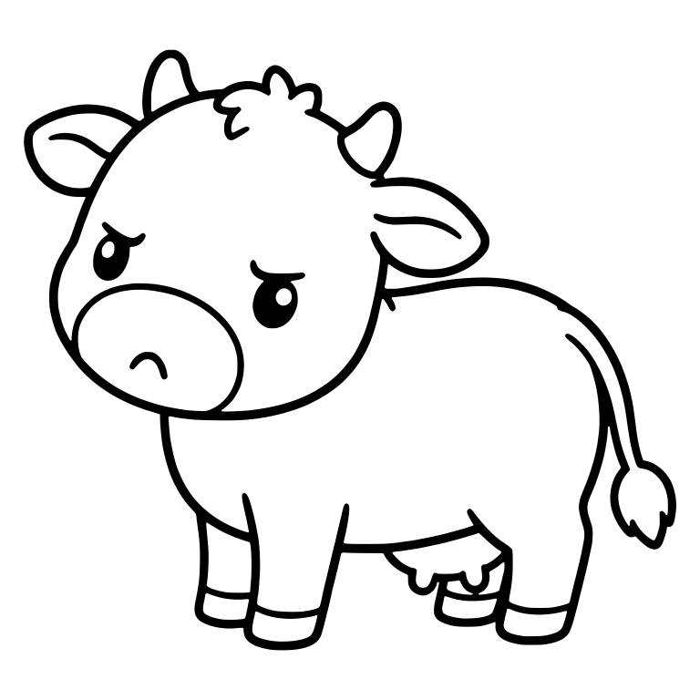 Grumpy Cow Standing in Three-Quarter View — free animal SVG cut file