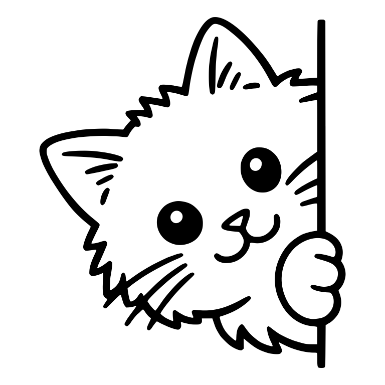 Fluffy Cat Peeking Around Corner With Paw — free animal SVG cut file