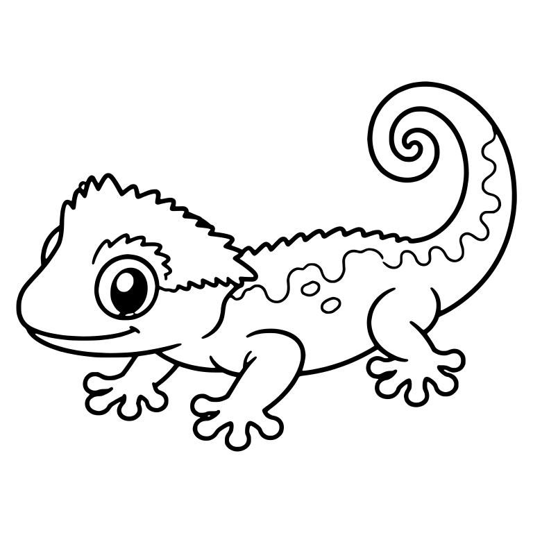 Walking Crested Gecko With Spiral Tail And Wavy Back Line — free animal SVG cut file