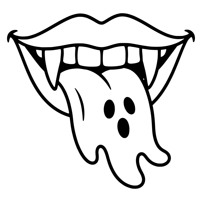 Vampire Smile With Curled Lip Corners and Ghost Tongue — free fantasy-creature SVG cut file