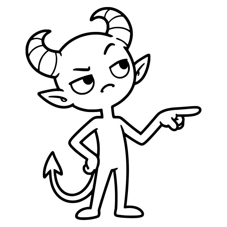 Slim Demon Pointing to the Side with Striped Horns — free fantasy-creature SVG cut file