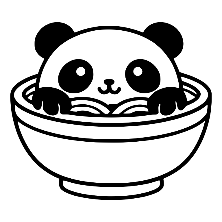 Round Panda Peeking Over A Noodle Bowl With Both Paws — free animal SVG cut file