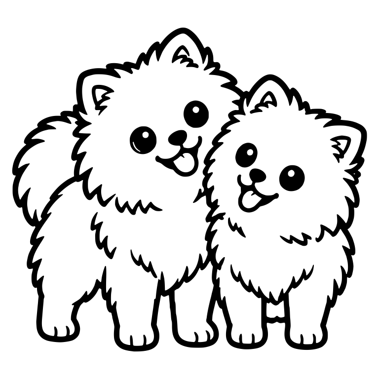 Two Pomeranians Standing Close With Heads Together — free animal SVG cut file