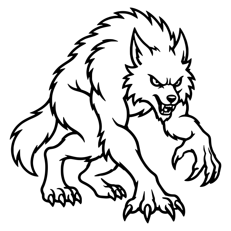 Snarling Werewolf Crouching Forward With Claws Out — free fantasy-creature SVG cut file