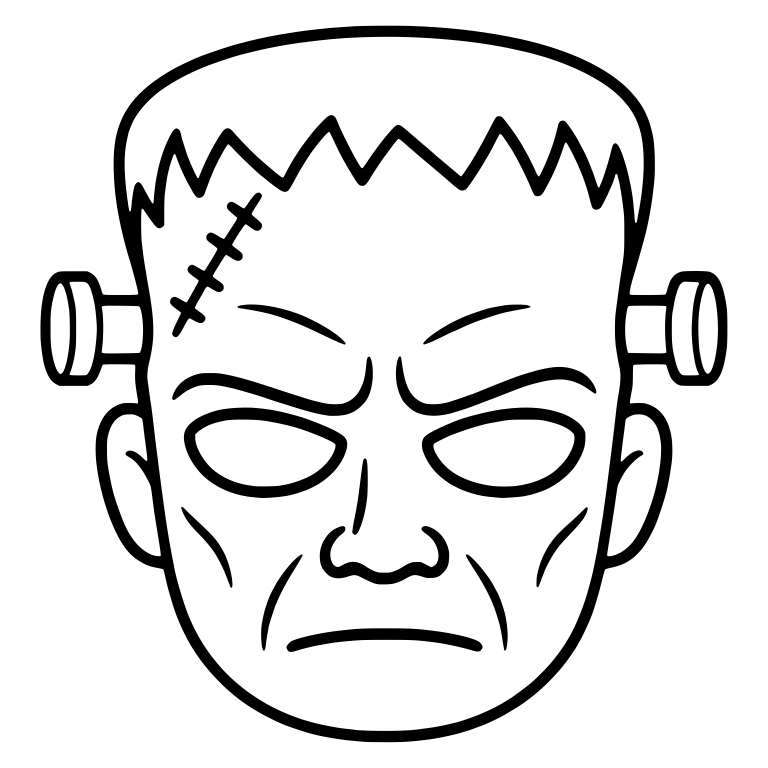 Frowning Frankenstein Face With Bolts and Stitches — free fantasy-creature SVG cut file